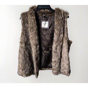 Abercrombie & Fitch Women Faux Fur Open Front Vest Large Soft Animal Size XL